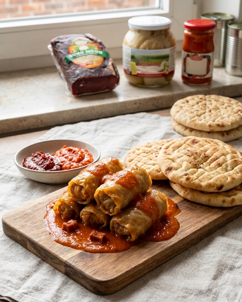 Balkan Sarma recept van gevulde zuurkoolbladeren met ajvar