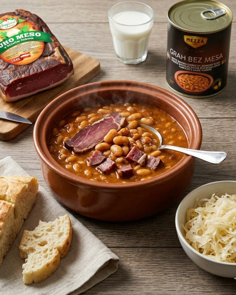 Balkan Grah / Pasulj: bonenstoof met suho meso en zuurkool