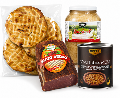 Gerechten: Balkan Grah / Pasulj: bonenstoof met suho meso en zuurkool