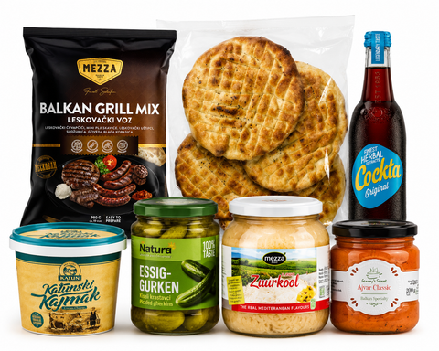 Gerechten: Balkan Mix Grill BBQ met somun, kajmak en ajvar